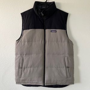 Patagonia Bivy Mens Large Puffer Down Vest - Gray Navy Camo